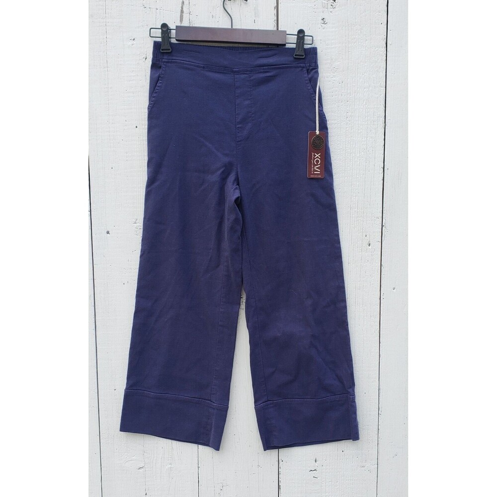 XCVI Women's Blue Wide Leg Baggy Stretch Waist Dress Pants Sz XS